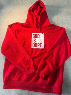 God Is Dope Red Graphic Hoodie